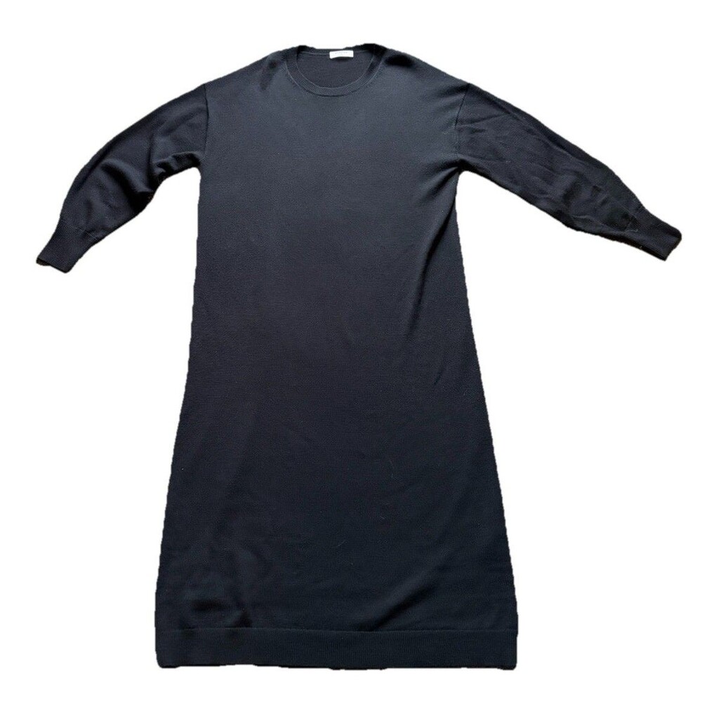 Babaton Wool Black Long Sleeve Knit Sweater Dress women's M career minimalist